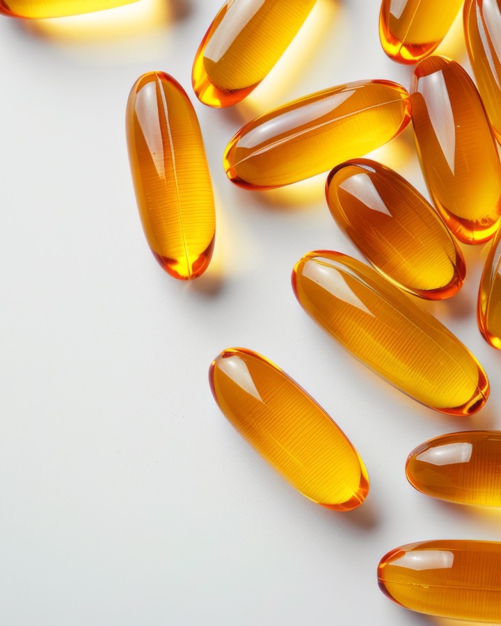 Golden softgel capsules